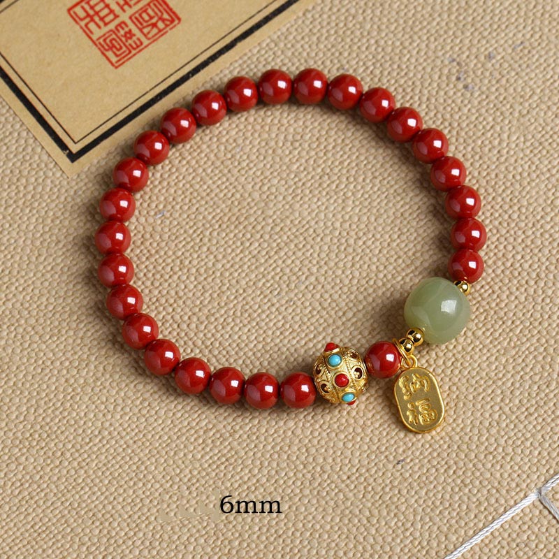 Mythstone Cinnabar Green Aventurine Fortune Protection Charm Bracelet