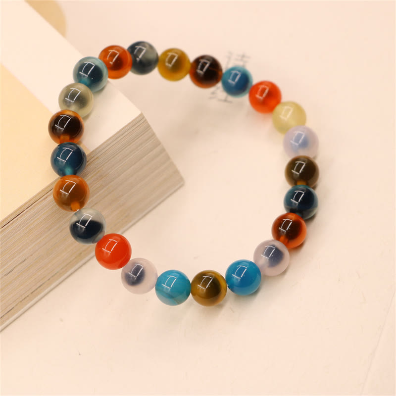 Pulsera de cuentas de ágata de caramelo de colores Mythstone con poder curativo