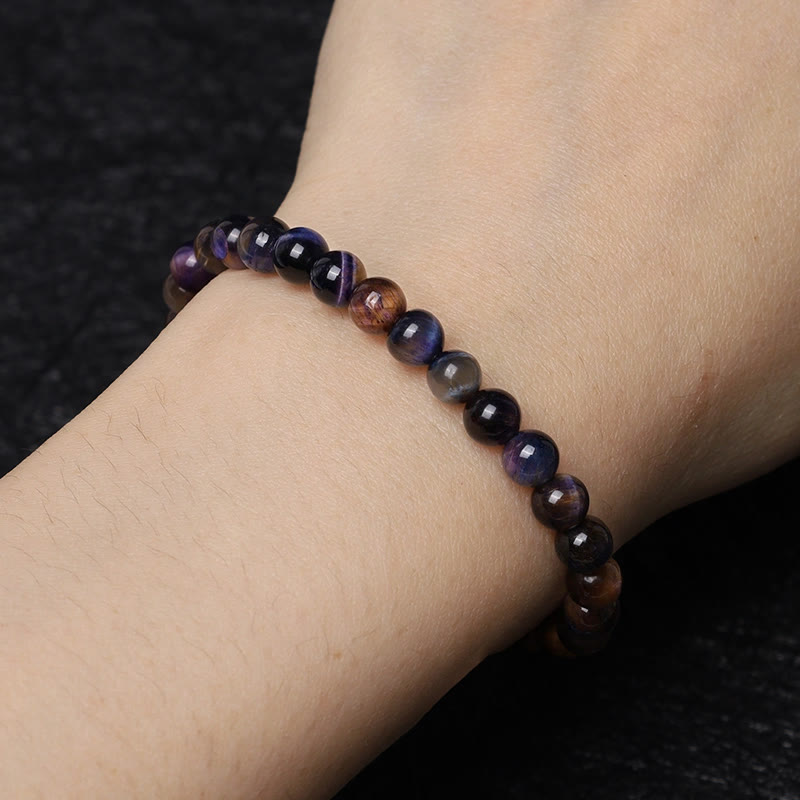 Mythstone Natural Purple Tiger Eye Protection Strength Bracelet