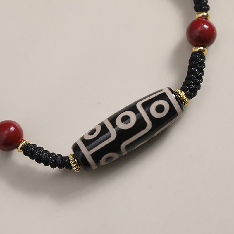 Mythstone Handcrafted Tibetan Nine-eye Dzi Bead Protection Bracelet