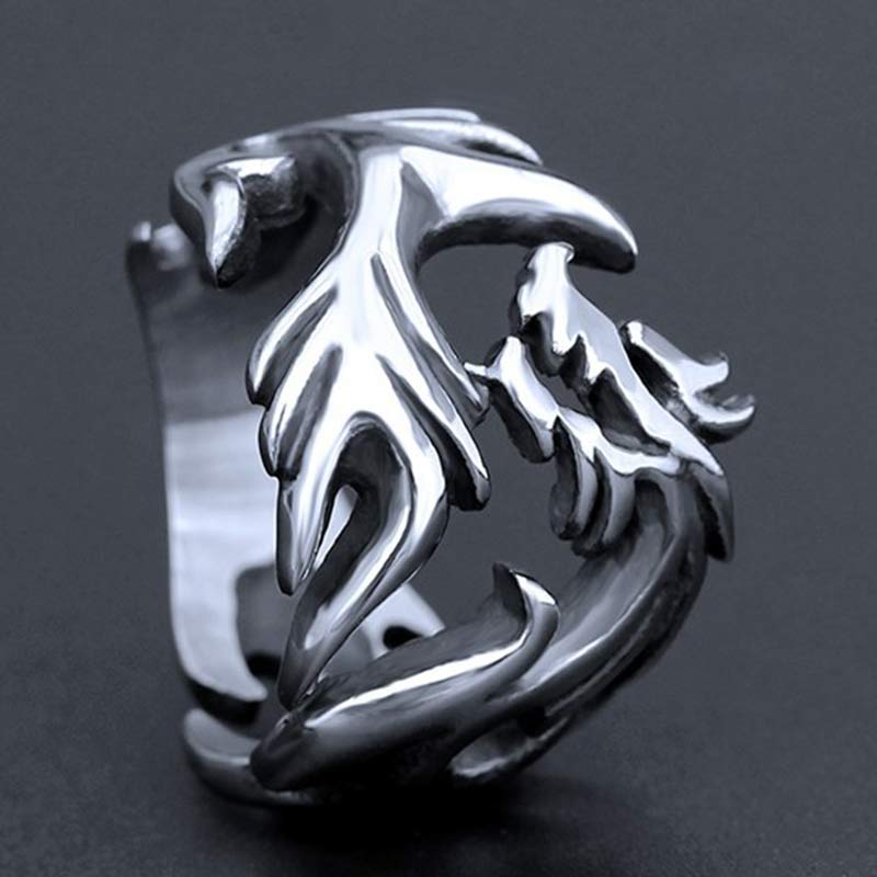 Mythstone Dragon Pattern Protection Strength Adjustable Ring