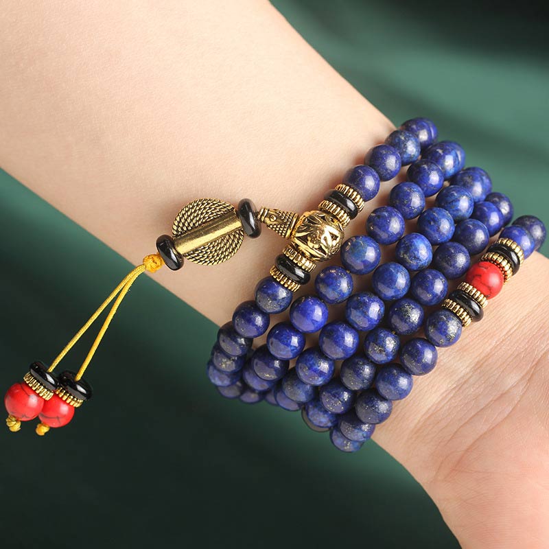 MythStone Tibetan Mala Lapis Lazuli Positive Bracelet