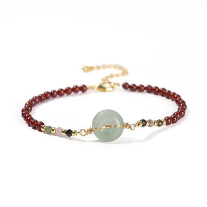 Mythstone Natural Garnet Peace Buckle Bead Calm Bracelet