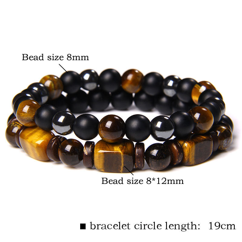 Mythstone Tiger Eye Frosted Stone Hematite Courage Bracelet