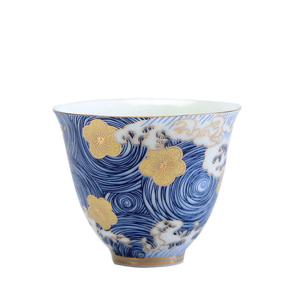 Mythstone Vintage Ocean Sea Waves Ceramic Teacup Tea Cups