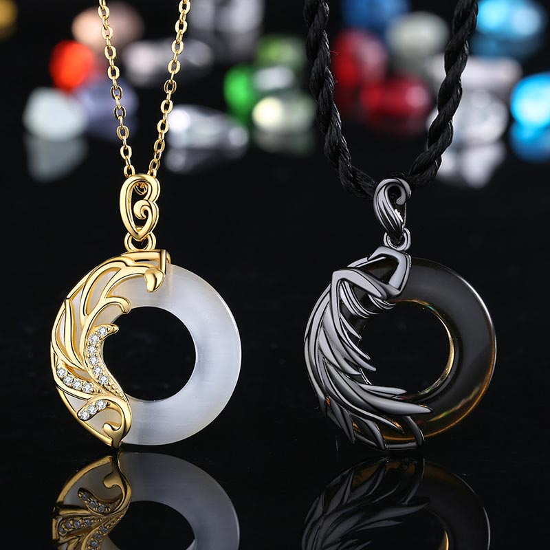 Mythstone Obsidian Chalcedony Meditation Round Pendant Necklace