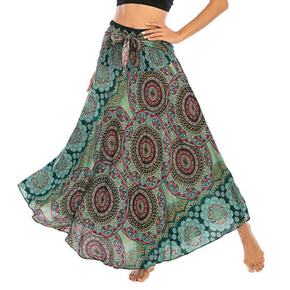 Mythstone Two Style Wear Bohemian Mandala Flower Lace-up Skirt Dress