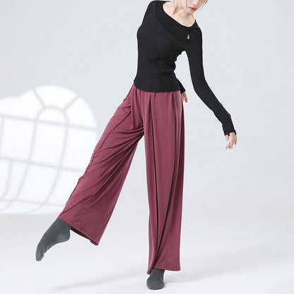 Mythstone Solid Color Loose Wide Leg Pants Dance Women's Yoga Pants