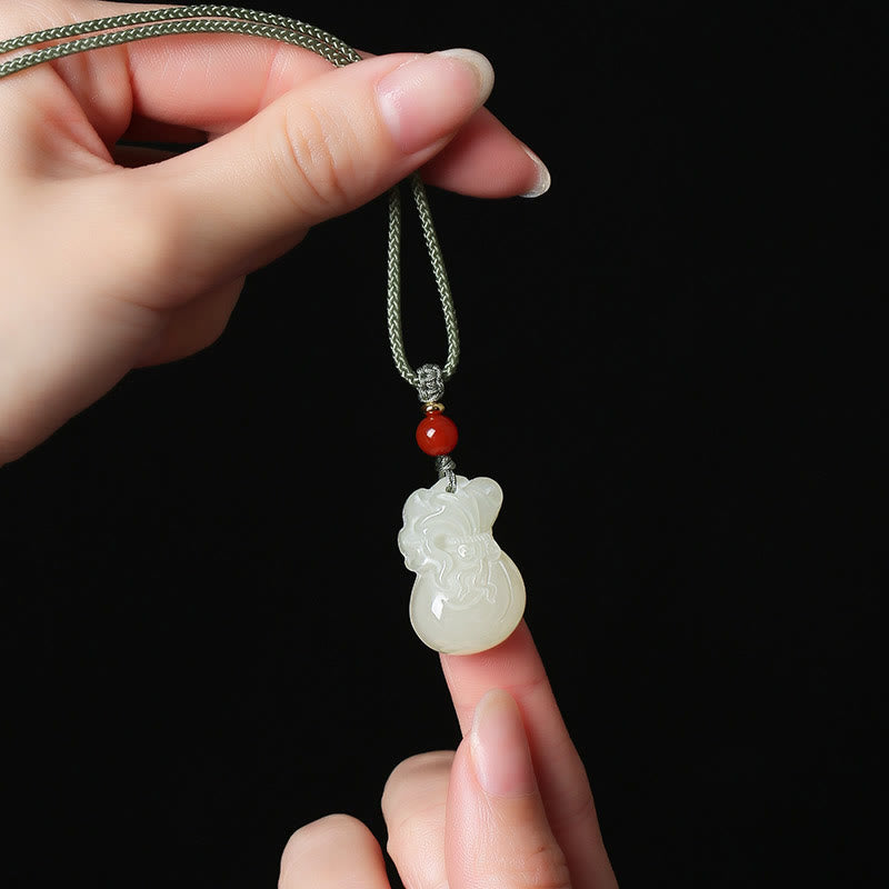 Mythstone Natural Hetian Jade Money Bag Wealth Necklace Pendant Key Chain Phone Hanging Decoration