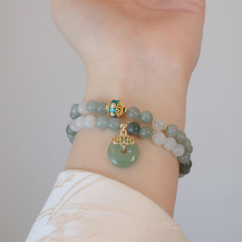 Mythstone Single Double Layer Jade Peace Buckle Luck Bracelet