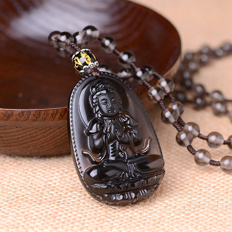 Chinese Zodiac obsidian Protection Necklace