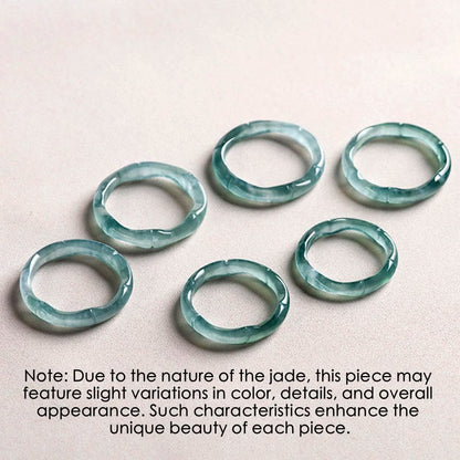 Anillo de prosperidad y abundancia de bambú y jade natural Mythstone 