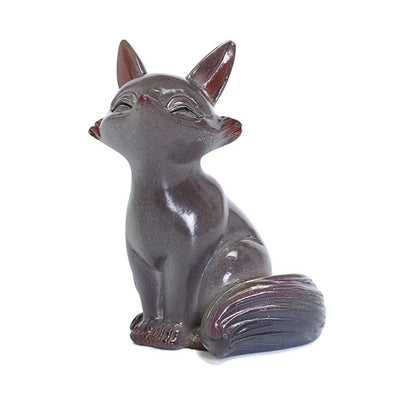 Mythstone Color Changing Small Cute Fox Tea Pet Resin Home Figurine Decoration