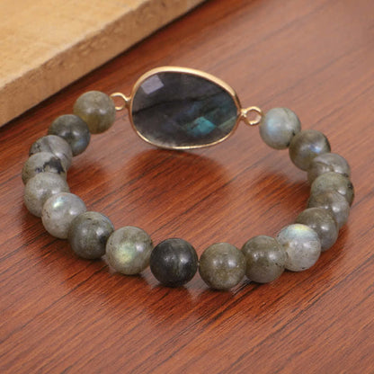 MythStone Natural Labradorite Moonstone Support Healing Beaded Bracelet