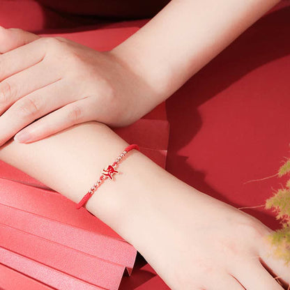 Mythstone 925 Sterling Silver Chinese Zodiac Luck Faith Discolor Red String Bracelet