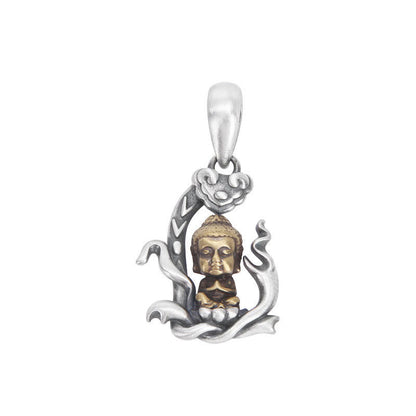 Mythstone 925 Sterling Silver Zen Buddha Ruyi Handle Compassion Necklace Pendant