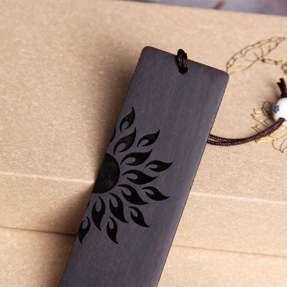 Mythstone Sun Tree Ebony Wood Small Leaf Red Sandalwood Bookmarks With Gift Box