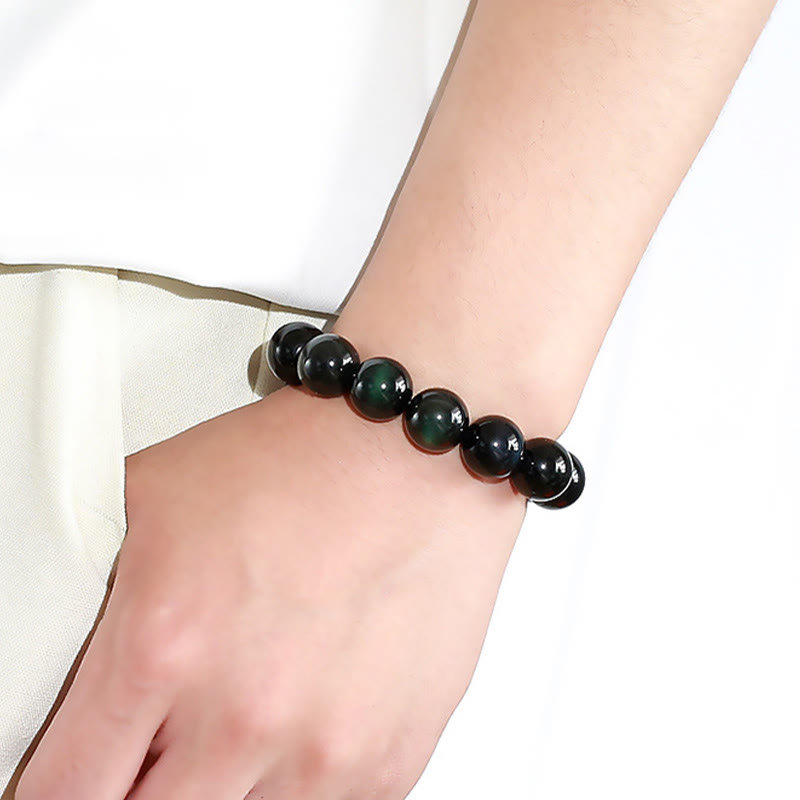 MythStone Natural Green Eye Obsidian Wealth Bracelet