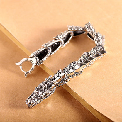 Mythstone 925 Sterling Silver Dragon Luck Success Bracelet Bangle