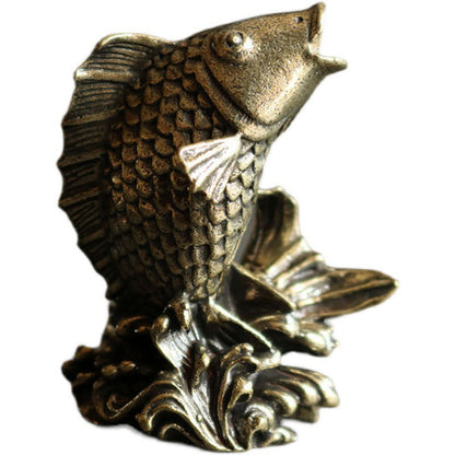 Mythstone Handmade Small Koi Fish Copper Wealth Home Decoration