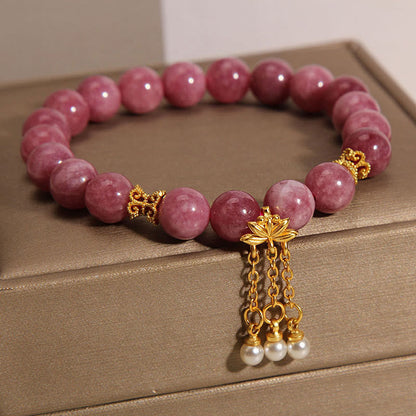 Mythstone Pink Tourmaline Lotus Flower Positive Bracelet