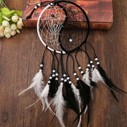 Mythstone Yin Yang  Dream Catcher Circular Net with Feathers Balance Decoration