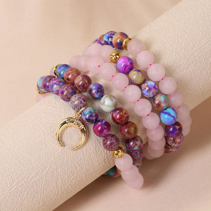 MythStone 108 Beads Miano Real Pink Crystal Mala Healing Bracelet