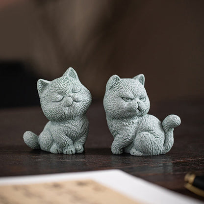 Figura decorativa de escritorio para mascota de té con forma de gato pequeño de Mythstone 