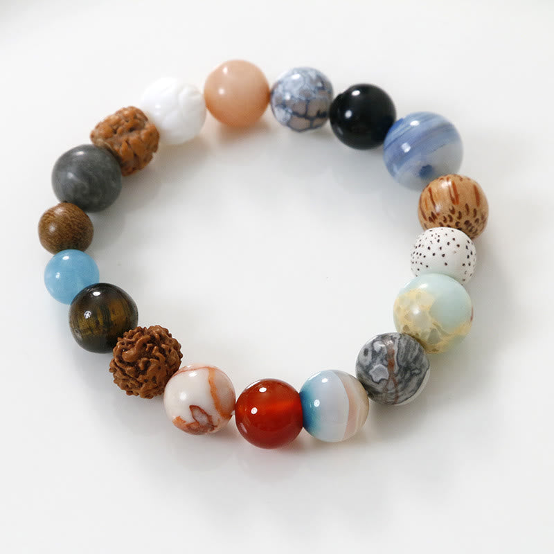 Mythstone Natural Bodhi Seed Crystal Stone Agate Keep Away Evil Spirits Bracelet