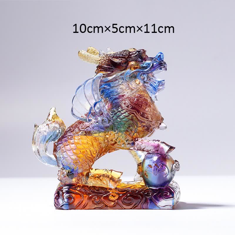 Mythstone Feng Shui Kirin Handmade Liuli Crystal Art Piece Fortune Home Office Decoration