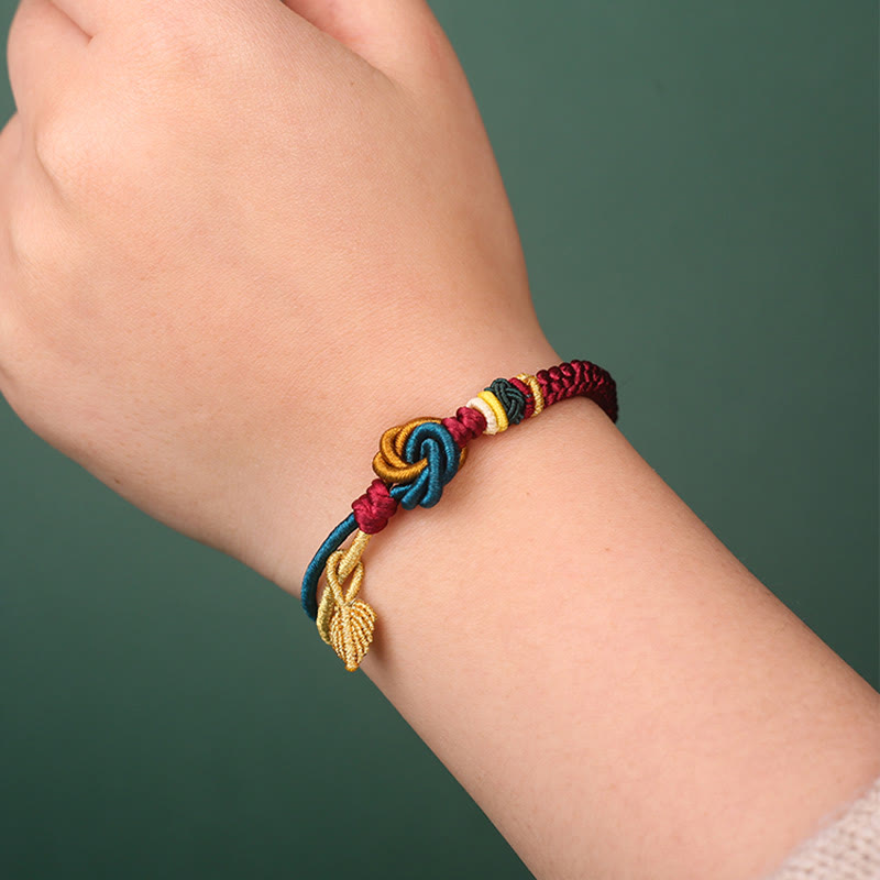 Mythstone Tibetan Handmade Mandala Knot Leaf Luck Rope Bracelet