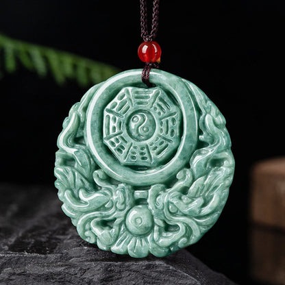 Mythstone Dragon Jade Yin Yang Balance Necklace String Pendant