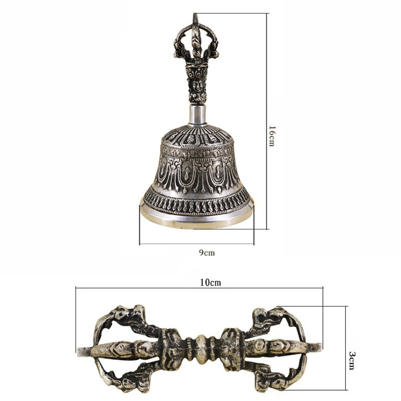 Mythstone Tibetan Meditation Bell and Vajra Dorje Copper Decoration Set