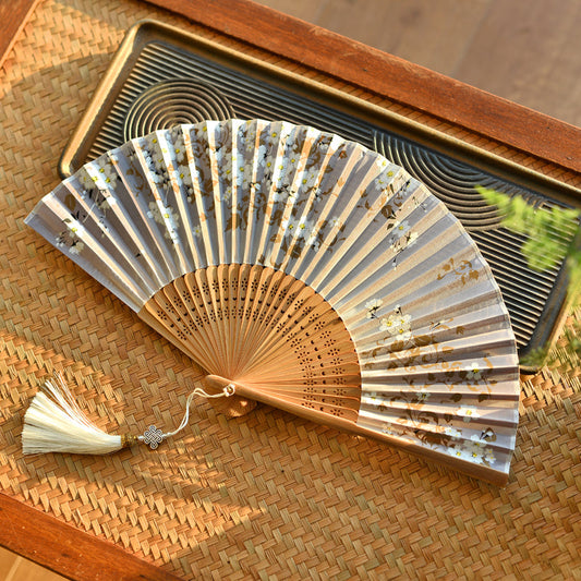 Mythstone Cherry Blossoms Sakura Handheld Bamboo Folding Fan 21cm