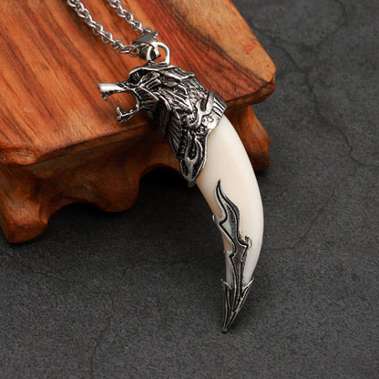 Mythstone Imitation Wolf Tooth Titanium Steel Balance Necklace Pendant