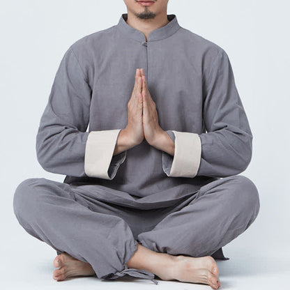 Mythstone Spiritual Zen Meditation Yoga Prayer Practice Cotton Linen Clothing Men's Set