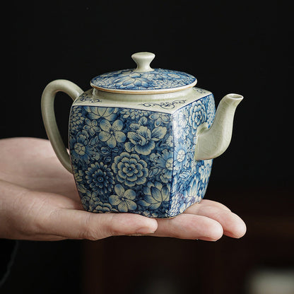 Mythstone Blue and White Porcelain Chinese Gongfu Tea Ceramic Kung Fu Teapot Cup Tea Filter Canister