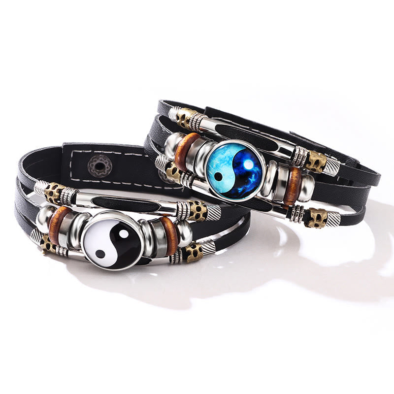 Mythstone Yin Yang Leather Balance Bracelet