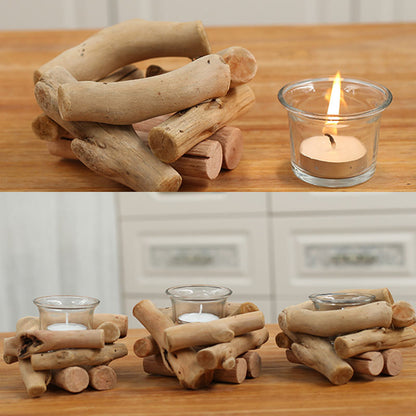 Mythstone Wood Candlestick Home Candle Holder Decoration