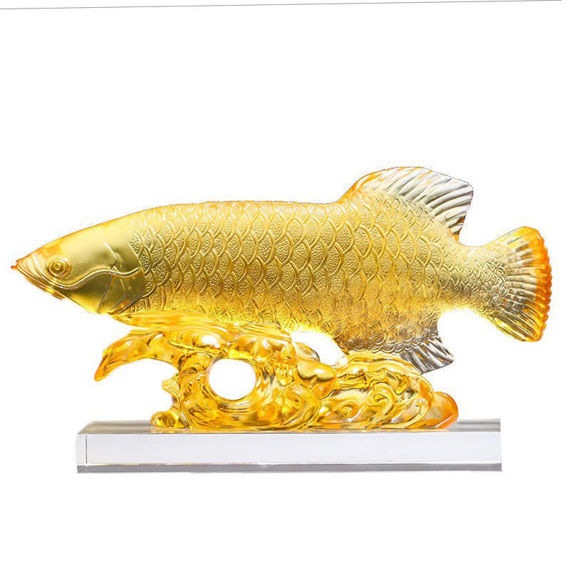 Pieza de arte de pez koi de cristal Liuli hecha a mano de Mythstone para decoración del hogar y la oficina