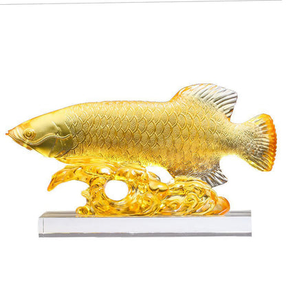 Pieza de arte de pez koi de cristal Liuli hecha a mano de Mythstone para decoración del hogar y la oficina