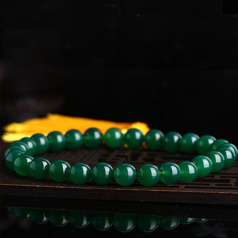 Mythstone Natural Green Agate Wrist Mala Power Tassels Pocket Mala Car Decoration