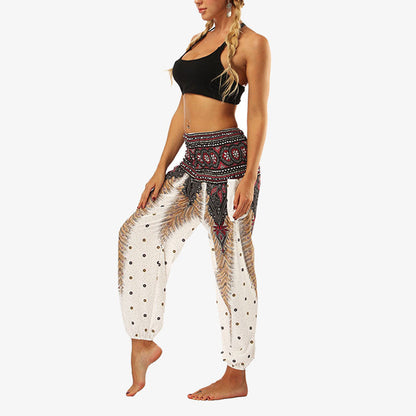 Mythstone Hippie Pants Baggy Boho High Waist Lounge Trousers with Pockets Women's Yoga Pants