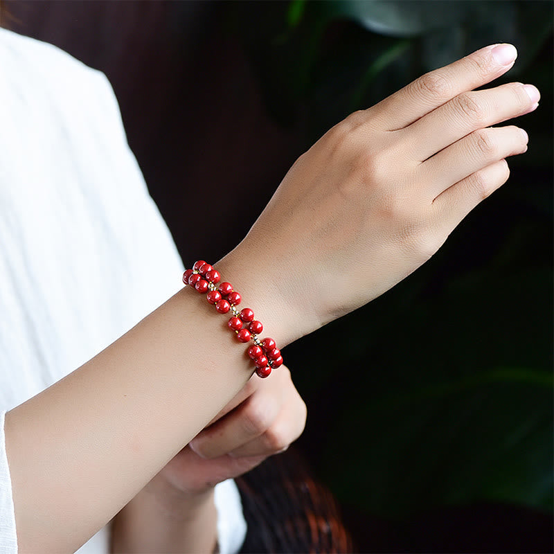 Mythstone Natural Cinnabar Beaded Blessing Bracelet