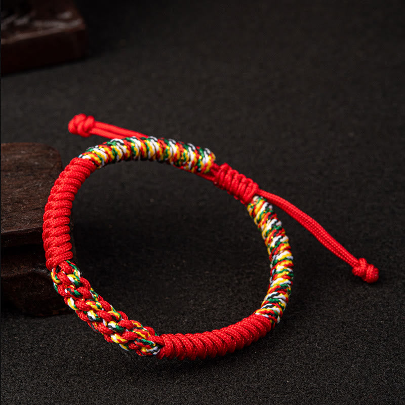 Pulsera trenzada de nudos de la suerte con nudos King Kong coloridos hechos a mano tibetanos Mythstone