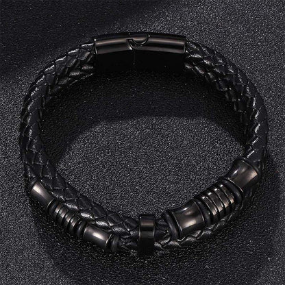 Mythstone Layered Leather Weave Fortune Bracelet