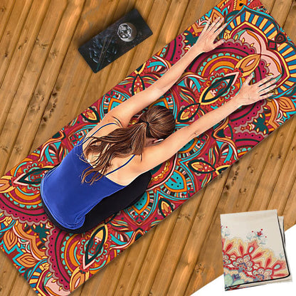 Mythstone Tibetan Mandala Elephant Lotus Koi Fish Mindful Natural Rubber Yoga Mat Decoration