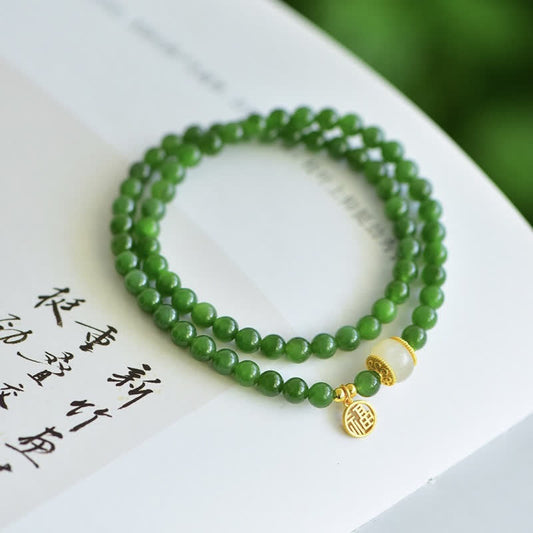 Mythstone Hetian Cyan Jade Happiness Blessing Bracelet