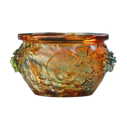 Mythstone Handmade Liuli Crystal Treasure Bowl Art Piece Home Decoration