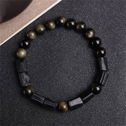 Mythstone Gold Sheen Obsidian Black Tourmaline Wealth Bracelet